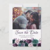 Moody Boho | Eggpflanze Lila Aquamarin Garland 2 F Save The Date (Vorderseite)