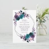 Moody Boho | Eggplant Lila Blumengeometrie Einladung (Stehend Vorderseite)