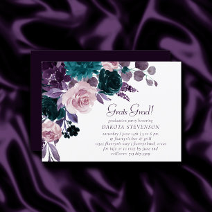 Moody Boho   Eggplant Lila floraler Abschluss Einladung