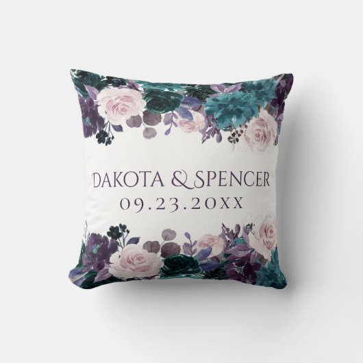 Moody Boho | Eggplant Lila Mauve Floral Wedding Kissen (Vorderseite)