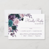 Moody Boho | Eggplant Lila Silber-Rahmen-Entflecht RSVP Karte (Vorderseite)