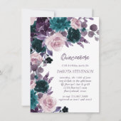 Moody Boho | Eggplant Lila und Aquamarin Quinceane Einladung (Vorderseite)