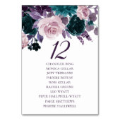 Moody Boho | Eggplant Lila Wedding Guest Names Tischnummer (Vorderseite)