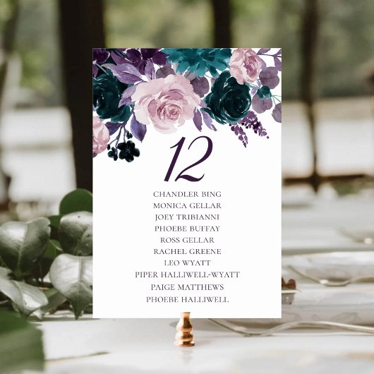 Moody Boho | Eggplant Lila Wedding Guest Names Tischnummer