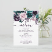 Moody Boho | Eggplant Plum Lila Floral Wedding Menükarte (Stehend Vorderseite)