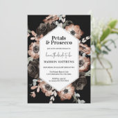 Moody Boho Floral Pink & Black Brautparty Einladung (Stehend Vorderseite)