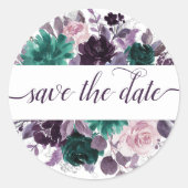 Moody Boho | Lila Blume Save the Date Runder Aufkleber (Vorderseite)