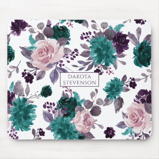 Moody Boho | Lila Blumenzuordnung Mousepad (Vorne)