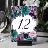 Moody Boho | Lila dunkler Blütenrahmen von Eggplan Tischnummer