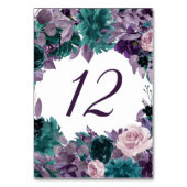 Moody Boho | Lila dunkler Blütenrahmen von Eggplan Tischnummer (Vorderseite)