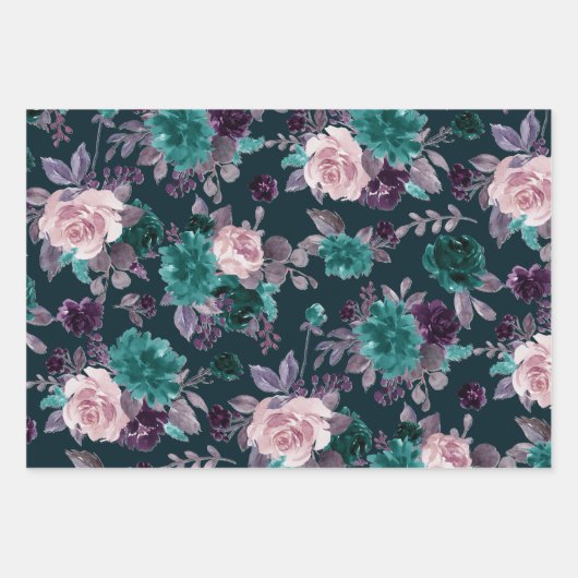 Moody Boho | Lila dunkles Muster der Äggpflanze Geschenkpapier Set (Vorderseite 2)