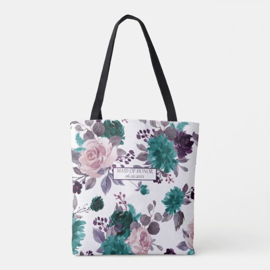 Moody Boho | Lila Muster-Brautparty Eggplant Tasche (Rückseite)