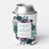 Moody Boho | Save the Date Aquamarine und Lila Blu Dosenkühler (Kanne Vorderseite)