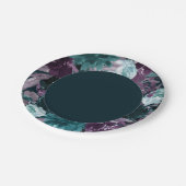 Moody Boho | Tiefer Aquamariner und Lila Blumenstr Pappteller (Schrägansicht)