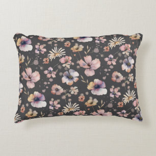 Moody Boho Watercolor Blush Wildflowers Muster Dekokissen