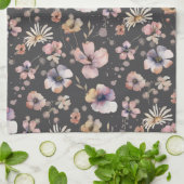 Moody Boho Watercolor Blush Wildflowers Muster  Geschirrtuch (Gefaltet)