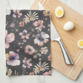 Moody Boho Watercolor Blush Wildflowers Muster  Geschirrtuch (Viertel Falte)