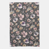Moody Boho Watercolor Blush Wildflowers Muster  Geschirrtuch (Vertikal)