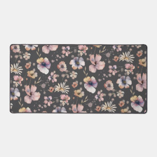 Moody Boho Watercolor Blush Wildflowers Muster Schreibtischunterlage