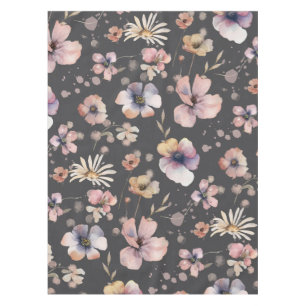 Moody Boho Watercolor Blush Wildflowers Muster Tischdecke
