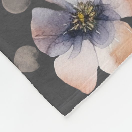 Moody Boho Watercolor Blush Wildflowers Pattern  Fleecedecke (Ecke)