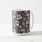 Moody Boho Watercolor Blush Wildflowers Pattern  Kaffeetasse (VorderseiteRechts)