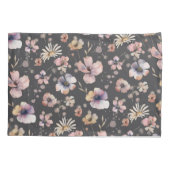 Moody Boho Watercolor Blush Wildflowers Pattern Kissenbezug (Rückseite)