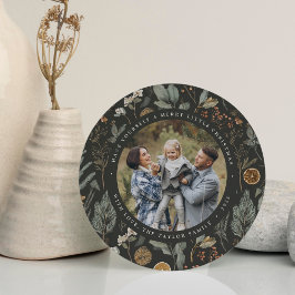 Moody Botanic Round Holiday Foto Card Feiertagskarte