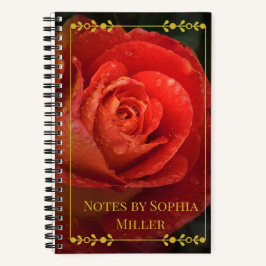 Moody Botanical Dark Red Rosen Gold Rahmen Notizbu Notizblock