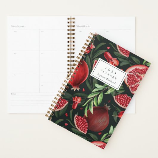 Moody Botanical Pomegranate Muster Monogramm 2024 Planer (Anzeige)