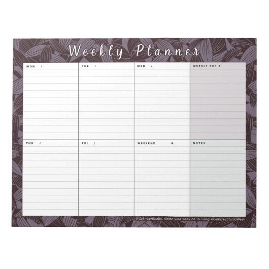 Moody Botanical Weekly Planner | Woche auf einen B Notizblock (Vorderseite)