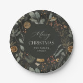 Moody Botanische Personalisierte Weihnachten Pappteller (Vorderseite)