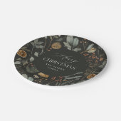 Moody Botanische Personalisierte Weihnachten Pappteller (Schrägansicht)