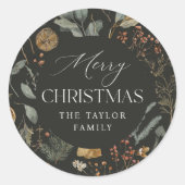 Moody Botanischer Personalisierter Urlaub Runder Aufkleber (Vorderseite)