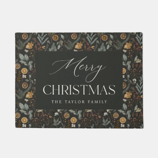 Moody Botanischer Personalisierter Weihnachtsfeier Fußmatte (Vorderseite)