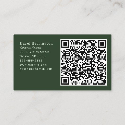Moody Botanischer QR Code Business Card Grün Schwa Visitenkarte (Rückseite)