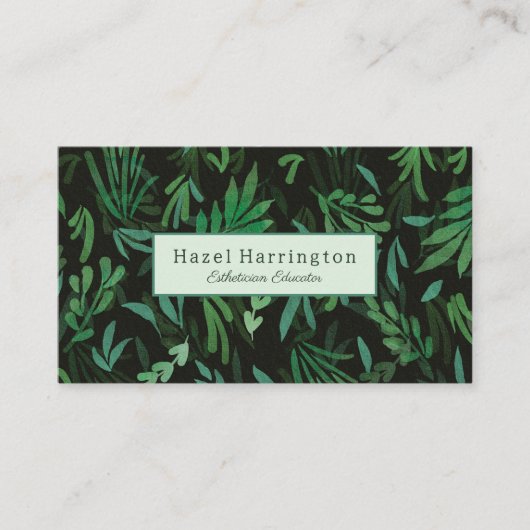 Moody Botanischer QR Code Business Card Grün Schwa Visitenkarte (Vorderseite)