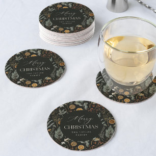 Moody Botanisches Personalisiertes Party Runder Pappuntersetzer