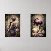 Moody Boudoir Portrait Cat & Peony Wall Art Set (Vorderseite)