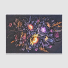 Moody-Bouquet schwarz-gelb violette Blumen Seidenpapier