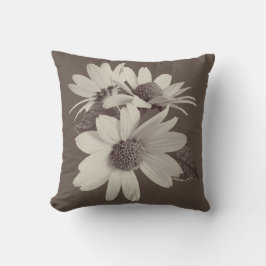 Moody Brown Daisy Custom Monogram Chince Pillow Kissen