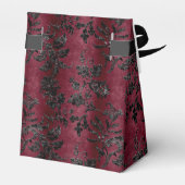 Moody Burgundy Black Damask Arch Wedding Geschenkschachtel (Rückseite)