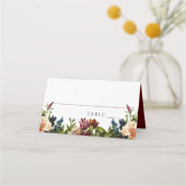 Moody Burgundy Bloral Platzkarten Hochzeiten (Vorderseite)