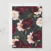 Moody Burgundy Blush Bloral Peonies Green Wedding Einladung (Rückseite)