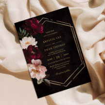 Moody Burgundy Blush Pink Bloral Peonies Wedding