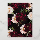 Moody Burgundy Blush Pink Bloral Peonies Wedding Folieneinladung (Rückseite)