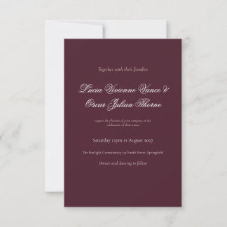Moody Burgundy Dutch Floral Wedding Invitation RSVP Karte