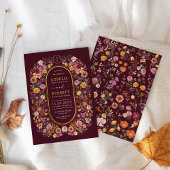 Moody Burgundy Fall Wildblume Garden Wedding Einladung