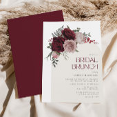 Moody Burgundy Floral Arch Bridal Brunch Einladung