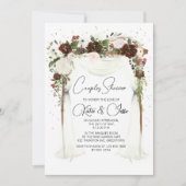 Moody Burgundy Floral Arch Couples Shower  Einladung (Vorderseite)
